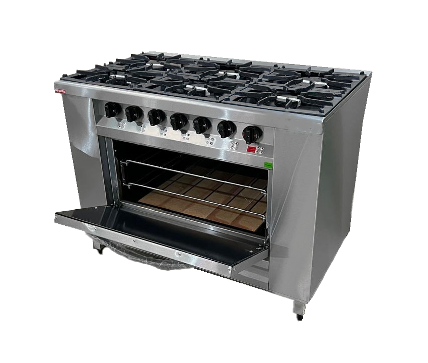 Cocina industrial 6 hornallas con 2 quemadores estrella
